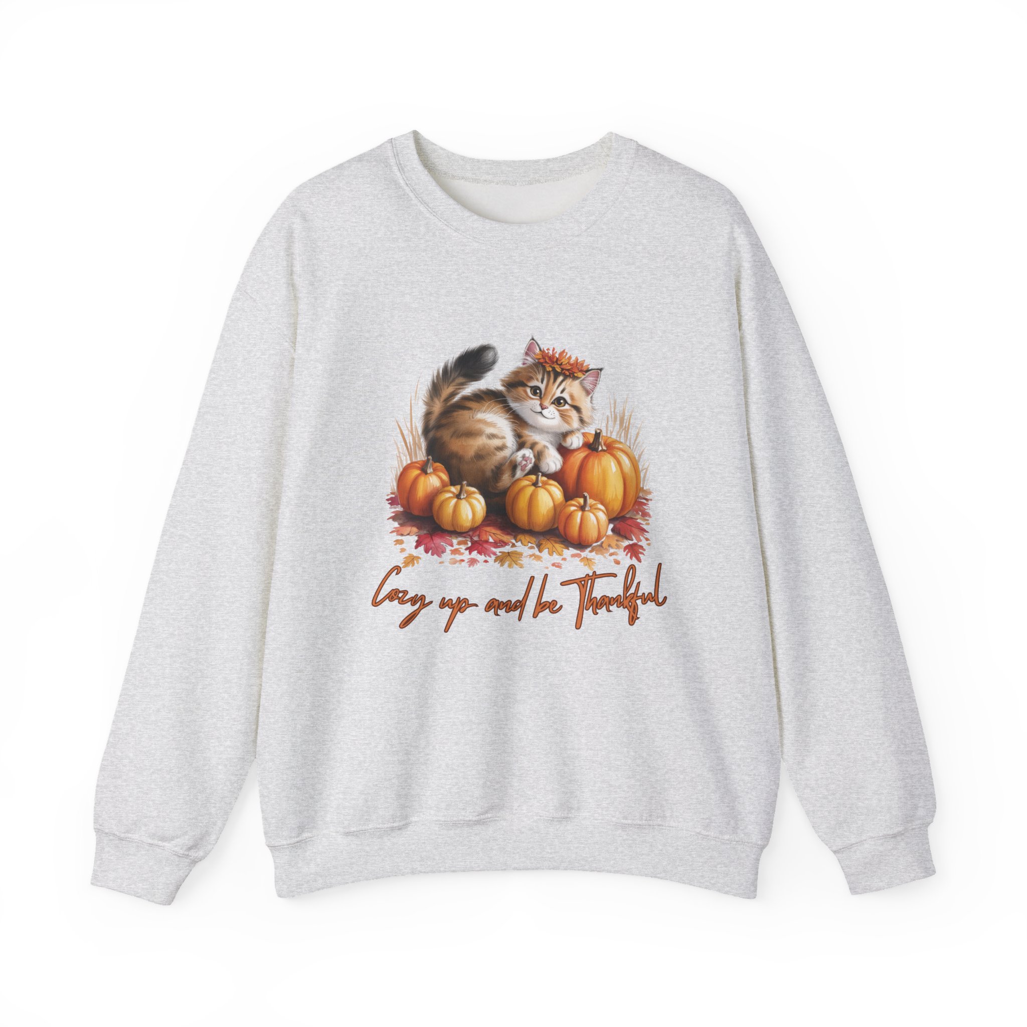 Thankful Kitty Fall Sweatshirt — Cozy up and be Thankful - Image 5