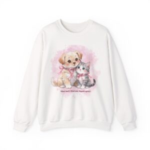 Hopeful Sprit Breast Cancer Cute Kitten Heavy Blend Crewneck Sweatshirt