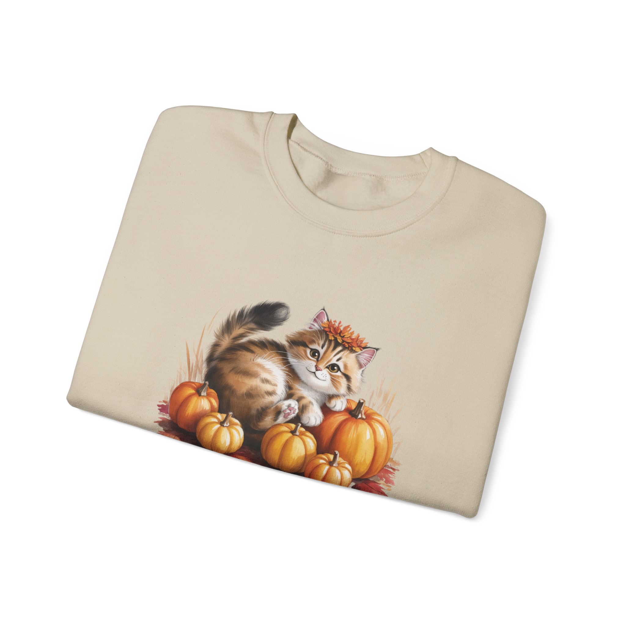 Thankful Kitty Fall Sweatshirt — Cozy up and be Thankful - Image 3